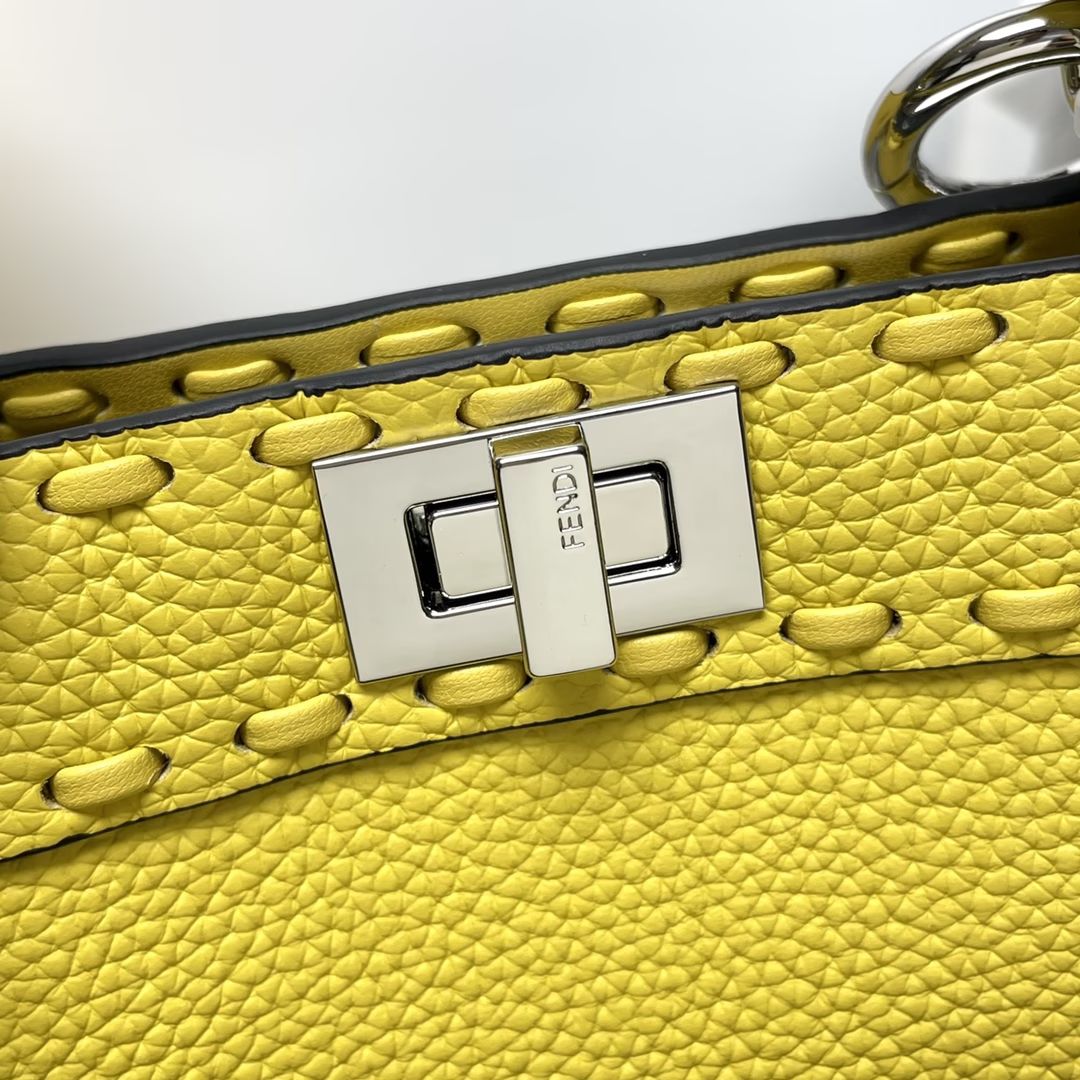 Fendi Peekaboo ISeeU Petite Yellow Selleria Bag with 306 Hand-sewn Stitches